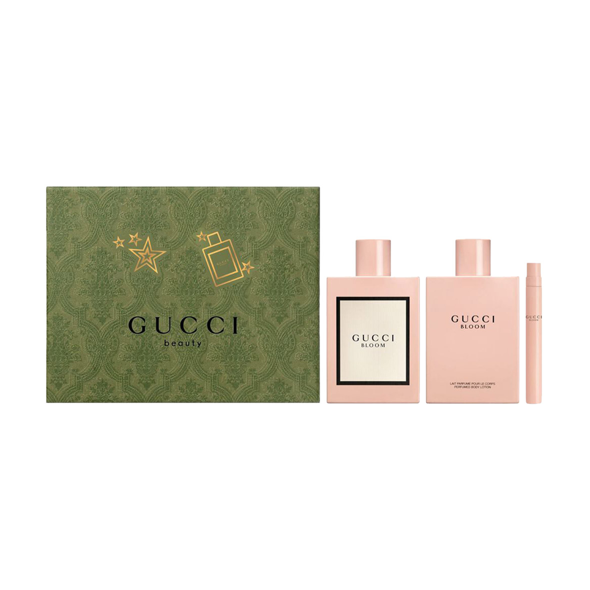 Парфумований набір Gucci Bloom жіночий (парфумована вода, 100 мл + лосьйон для тіла, 100 мл + парфумована вода, 10 мл)