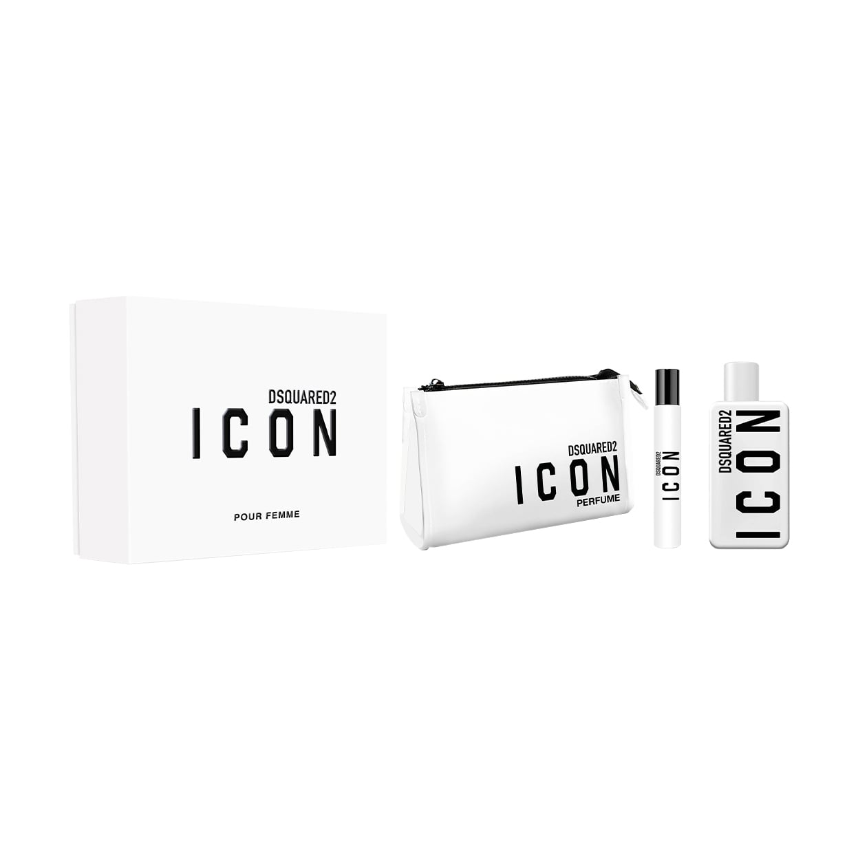 Парфумований набір жіночий Dsquared2 Icon Pour Femme (парфумована вода, 100 мл + парфумована вода, 10 мл + косметичка)