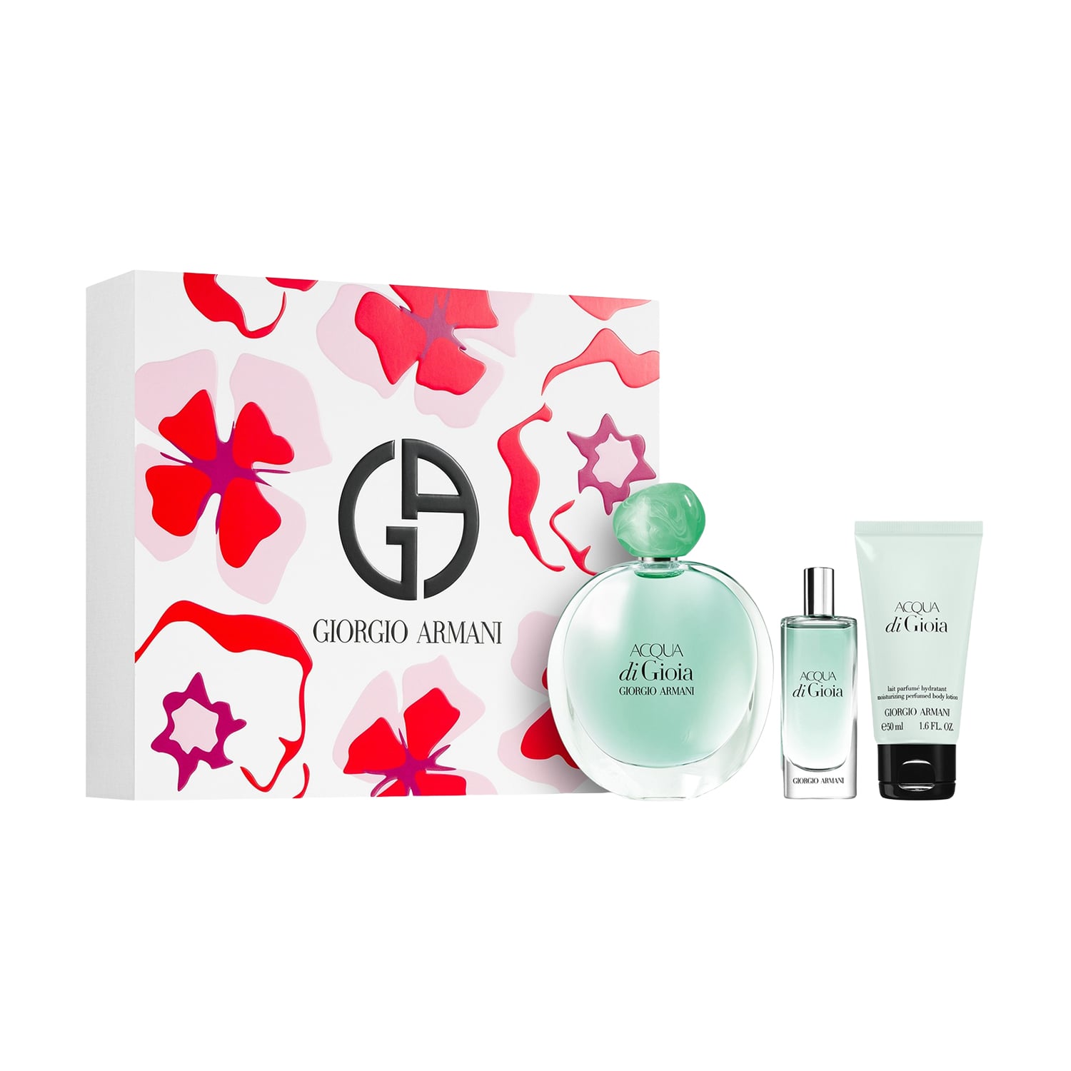 Парфумований набір жіночий Giorgio Armani Acqua Di Gioia (парфумована вода, 100 мл + парфумована вода, 15 мл + лосьйон, 50 мл)