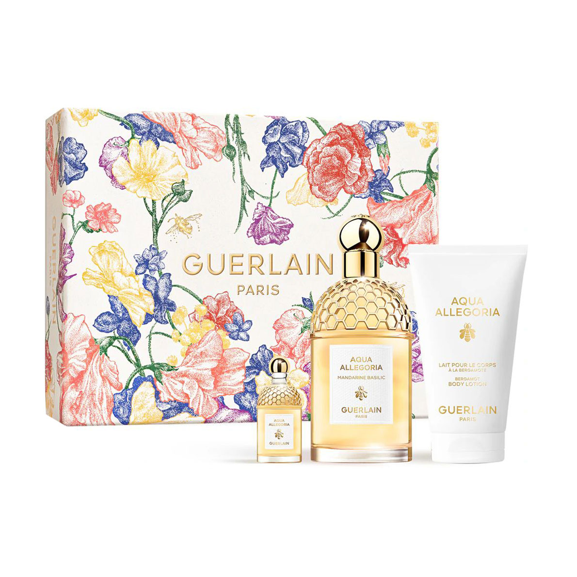 Парфумований набір жіночий Guerlain Aqua Allegoria Mandarine Basilic (туалетна вода, 125 мл + лосьйон для тіла, 75 мл + туалетна вода, 7.5 мл)