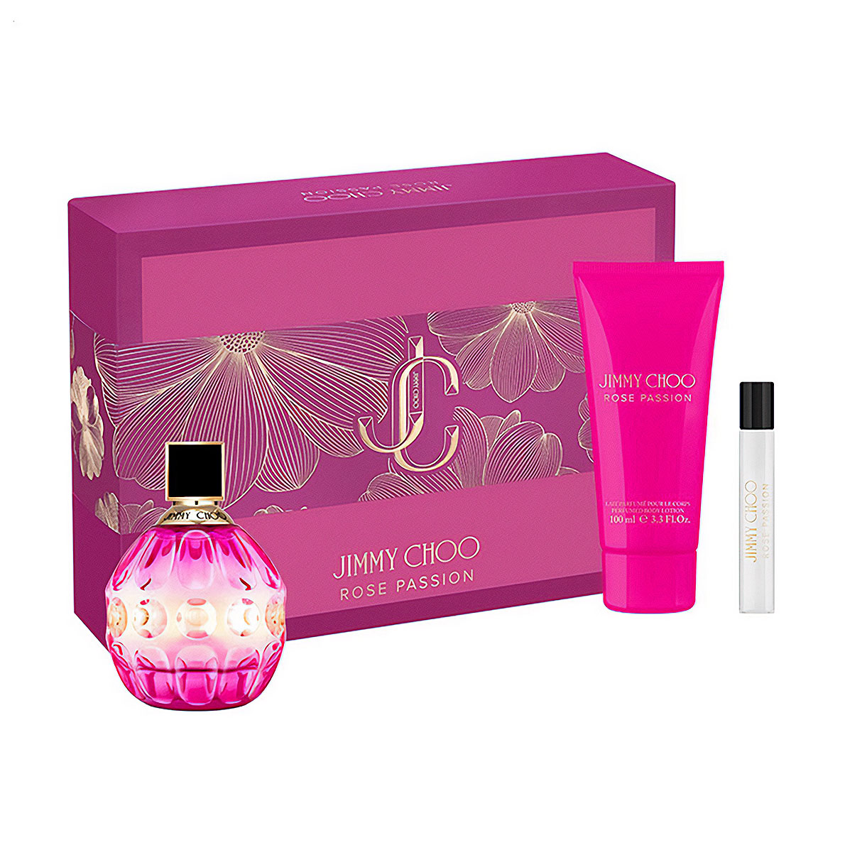 Парфумований набір жіночий Jimmy Choo Rose Passion (парфумована вода, 100 мл + парфумована вода, 7.5 мл + лосьйон, 100 мл)