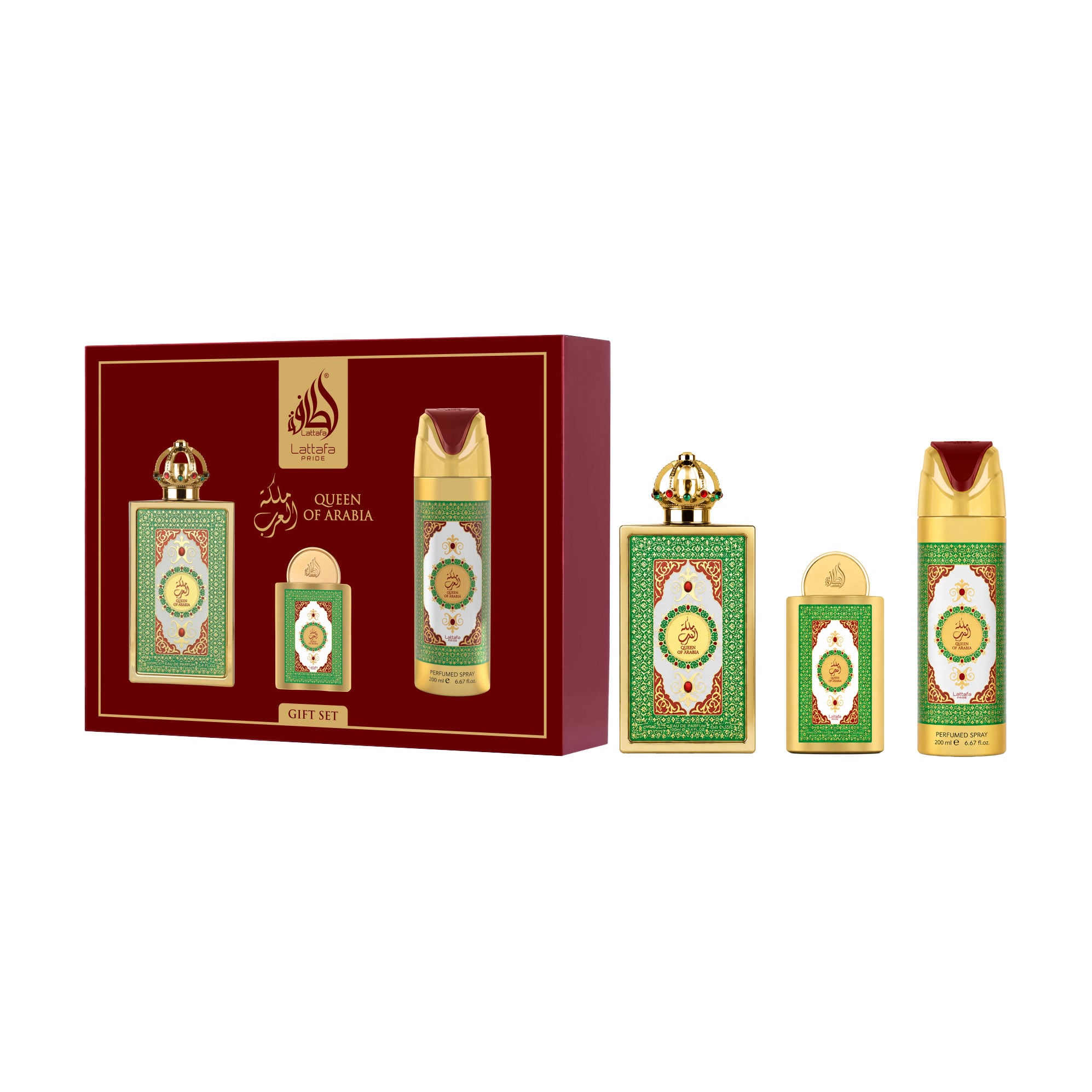 Парфумований набір жіночий Lattafa Perfumes Pride Queen Of Arabia (парфумована вода, 100 мл + парфумована вода, 20 мл + дезодорант, 200 мл)