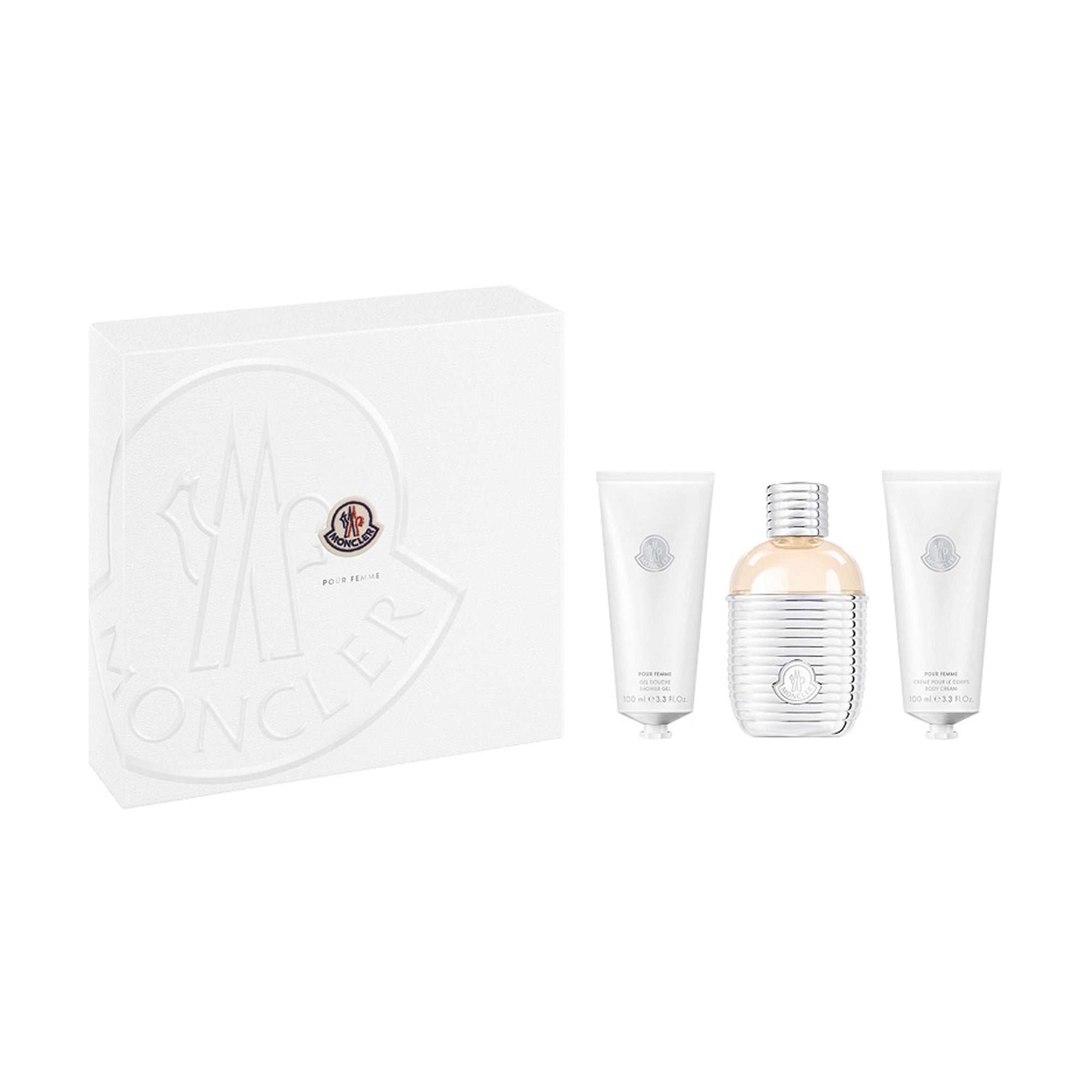 Парфумований набір жіночий Moncler Pour Femme Giftset (парфумована вода, 100 мл + гель для душу, 100 мл + крем, 100 мл)