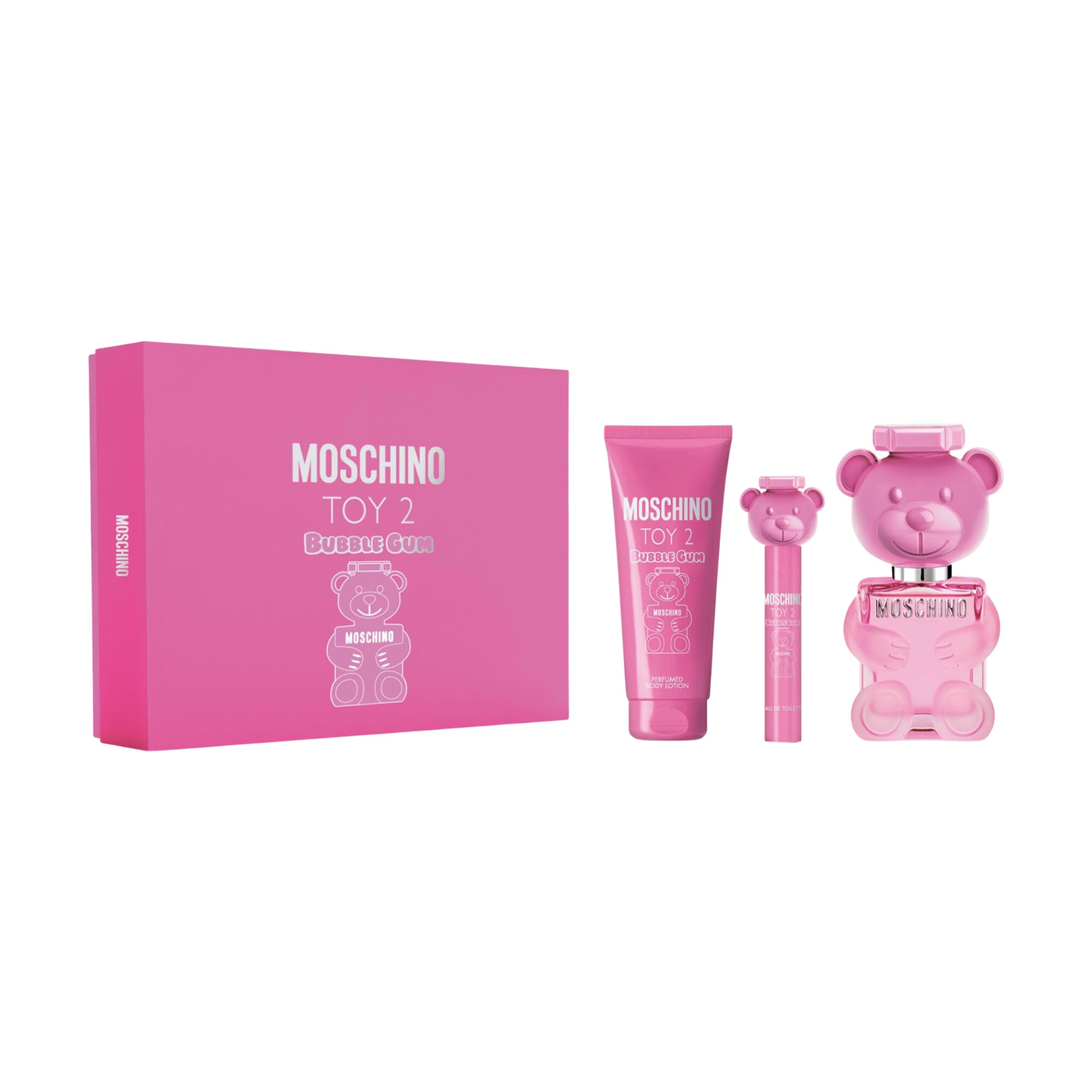 Парфумований набір жіночий Moschino Toy 2 Bubble Gum (туалетна вода, 100 мл + лосьйон для тіла, 100 мл + туалетна вода, 10 мл)
