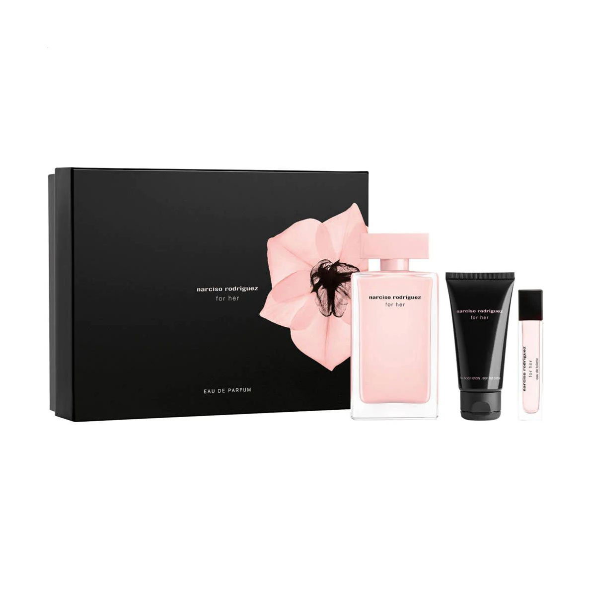 Парфумований набір жіночий Narciso Rodriguez for Her Set (парфумована вода, 100 мл + парфумована вода, 10 мл + лосьйон для тіла, 50 мл)