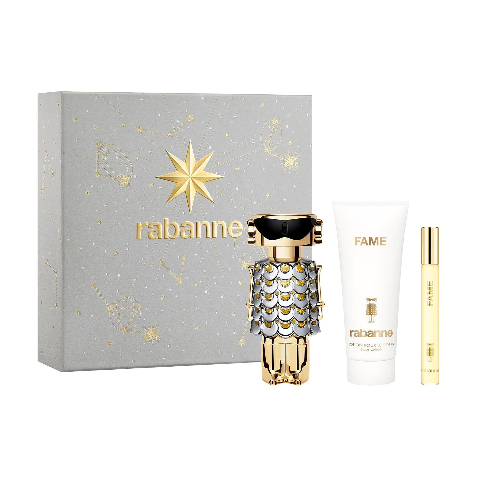 Парфумований набір жіночий Rabanne Fame (парфумована вода, 50 мл + лосьйон для тіла, 100 мл + парфумована вода, 10 мл)