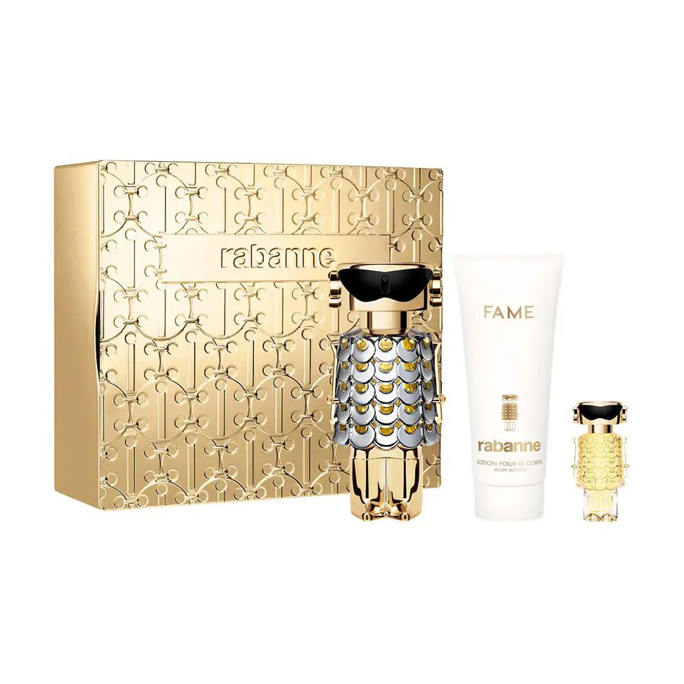 Парфумований набір жіночий Rabanne Fame (парфумована вода, 80 мл + лосьйон для тіла, 100 мл + парфумована вода, 4 мл)