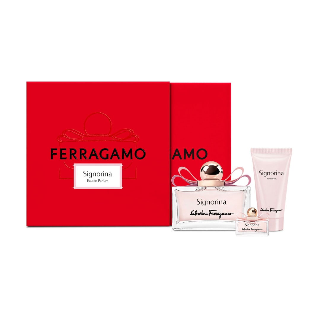 Парфумований набір жіночий Salvatore Ferragamo Signorina (парфумована вода, 100 мл + лосьйон, 50 мл + парфумована вода, 5 мл)