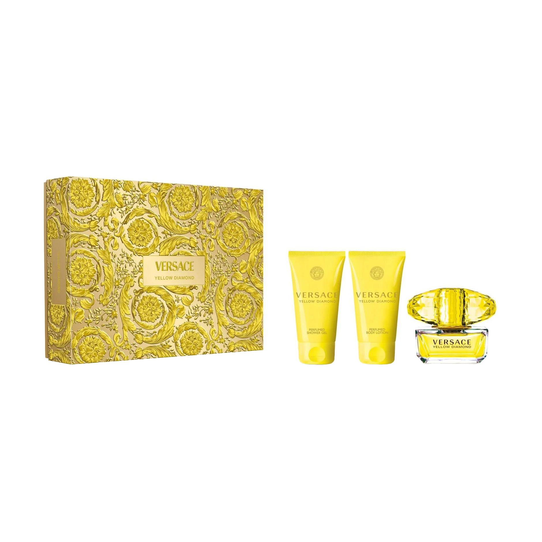 Парфумований набір жіночий Versace Yellow Diamond Giftset (туалетна вода, 50 мл + гель для душу, 50 мл + лосьйон, 75 мл)