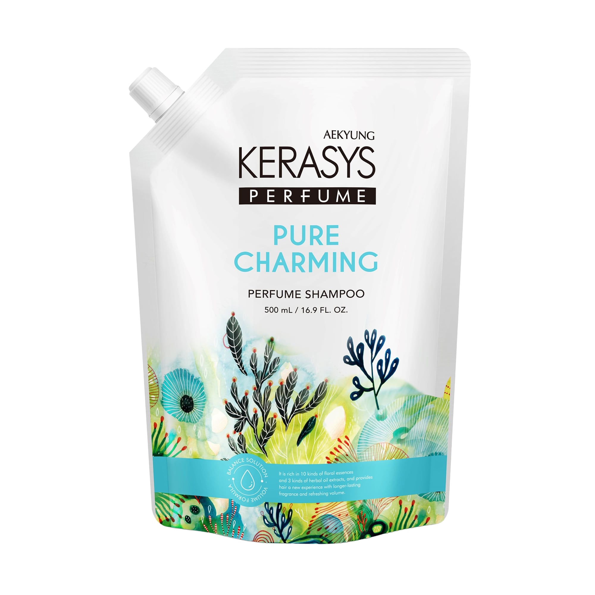 Парфумований шампунь KeraSys Pure &amp; Charming Perfumed Shampoo для сухого та ламкого волосся, 500 мл (дойпак)