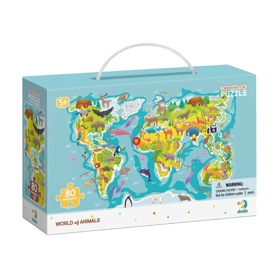 Пазли DoDo Мапа Світу Тварини, 80 елементів, від 5 років, 31*45 см (300133)