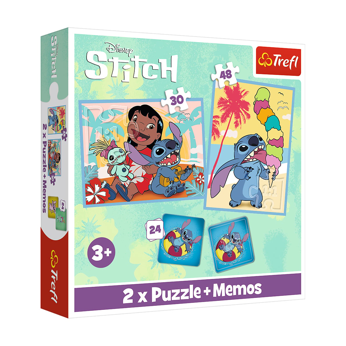Пазли Trefl 2 x Puzzle + Memos Lilo &amp; Stitch Щасливі, від 3 років, 102 елементи (93585)