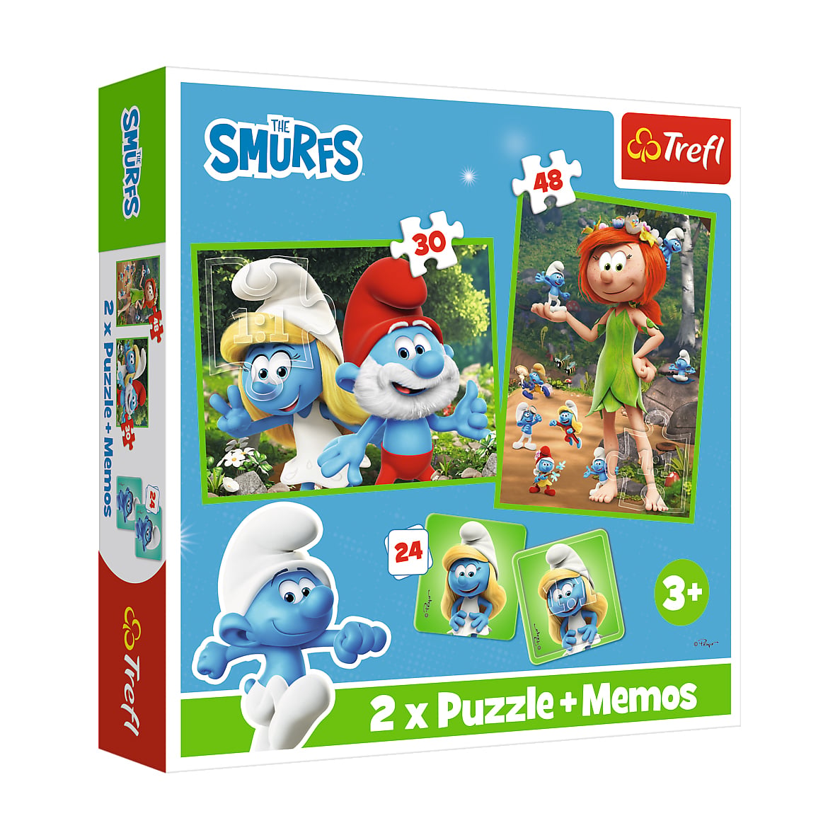 Пазли Trefl 2 x Puzzle + Memos The Smurfs Смурфикам весело, від 3 років, 102 елементи (93656)