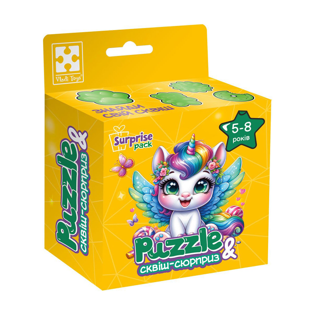 Пазли Vladi Toys Єдиноріжка, із сюрпризом та сквішем, 22*23 см, від 5 років, 180 деталей (VT8030-01)