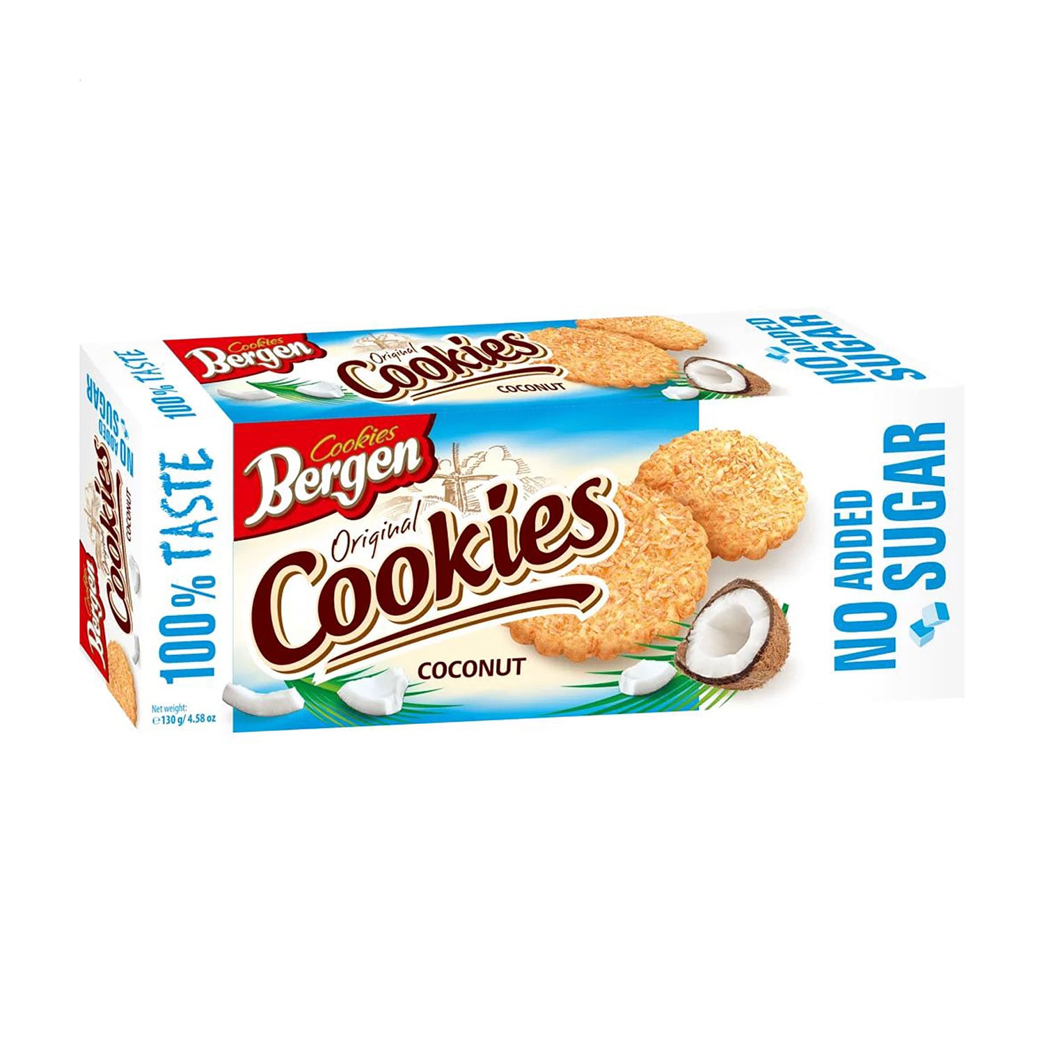 Печиво Bergen Cookies Original Cookies Кокосове, без цукру, 130 г