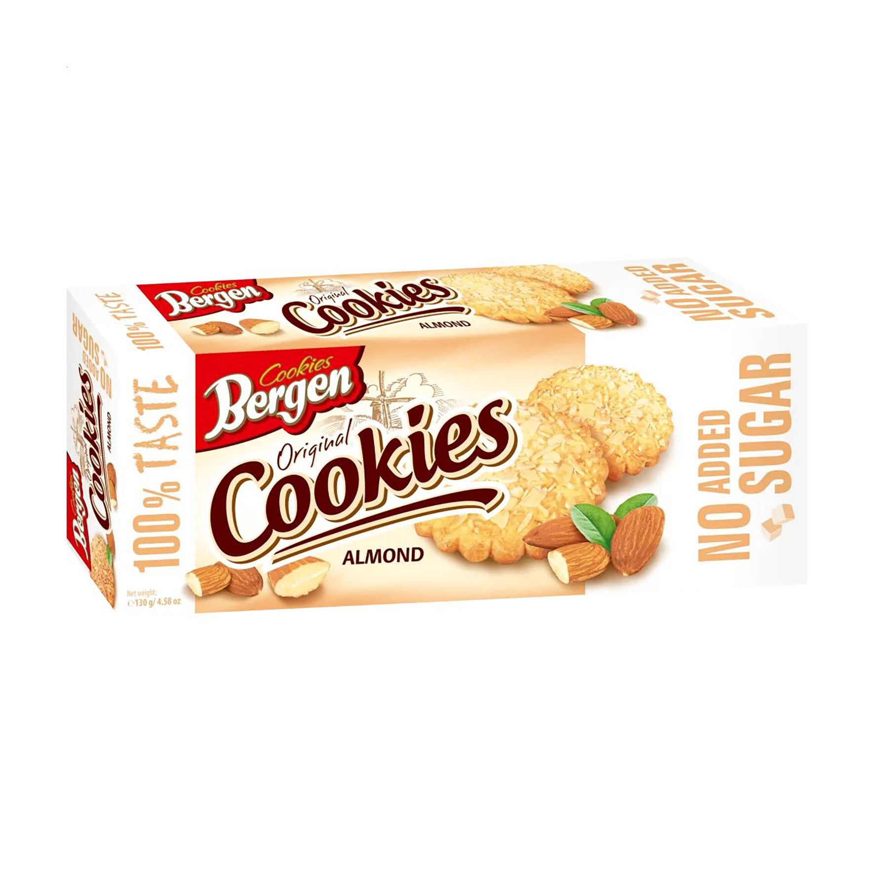 Печиво Bergen Cookies Original Cookies Мигдальне, без цукру, 130 г