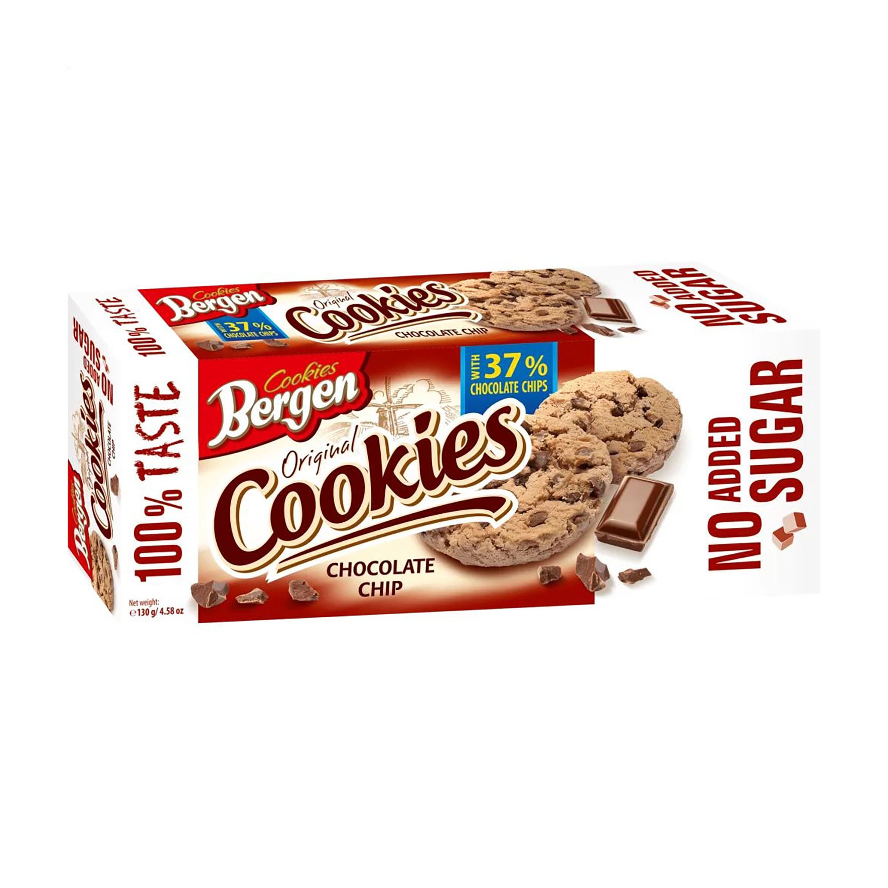 Печиво Bergen Cookies Original Cookies з шоколадною крихтою, без цукру, 130 г