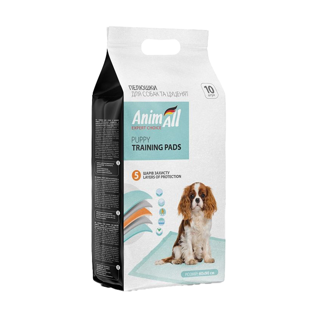 Пелюшки для собак AnimAll Puppy Training Pads 60*90 см, 10 шт