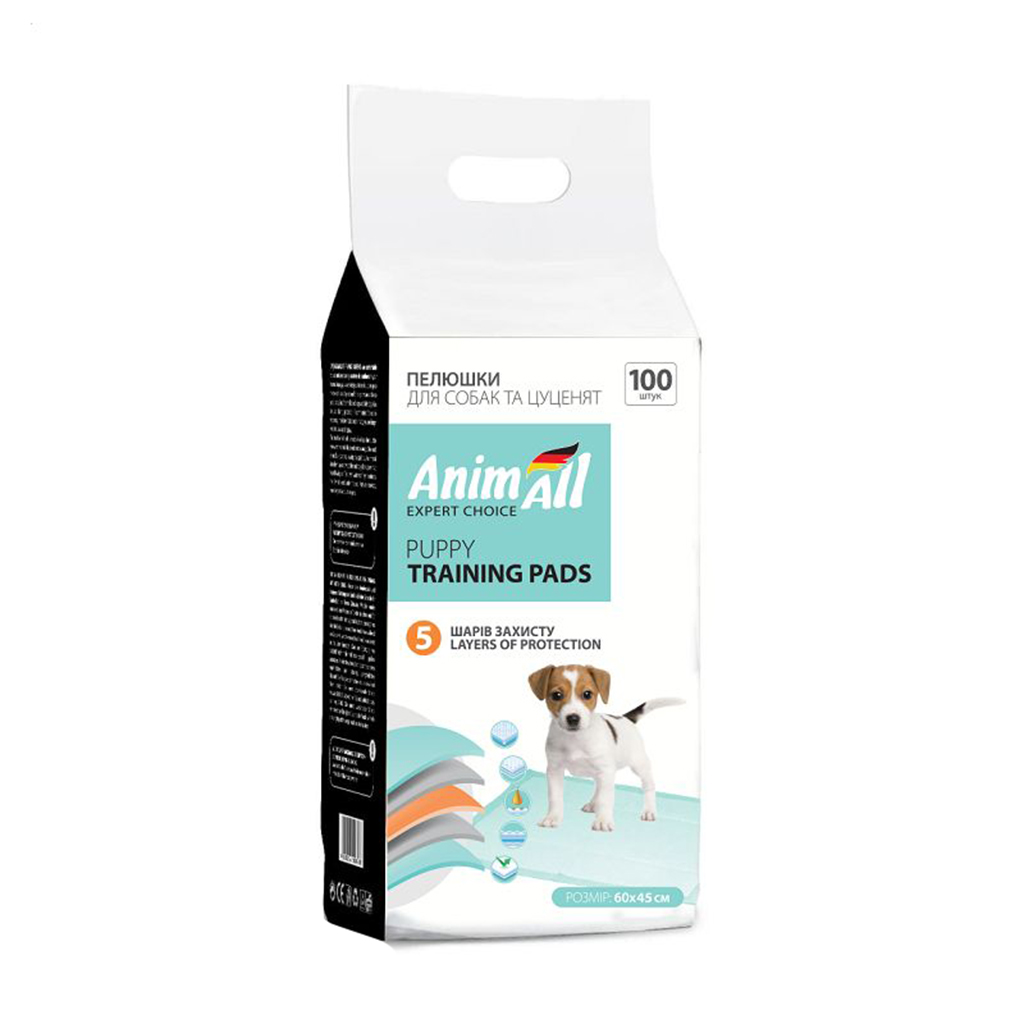 Пелюшки для собак та цуценят AnimAll Puppy Training Pads 60*45 см, 100 шт
