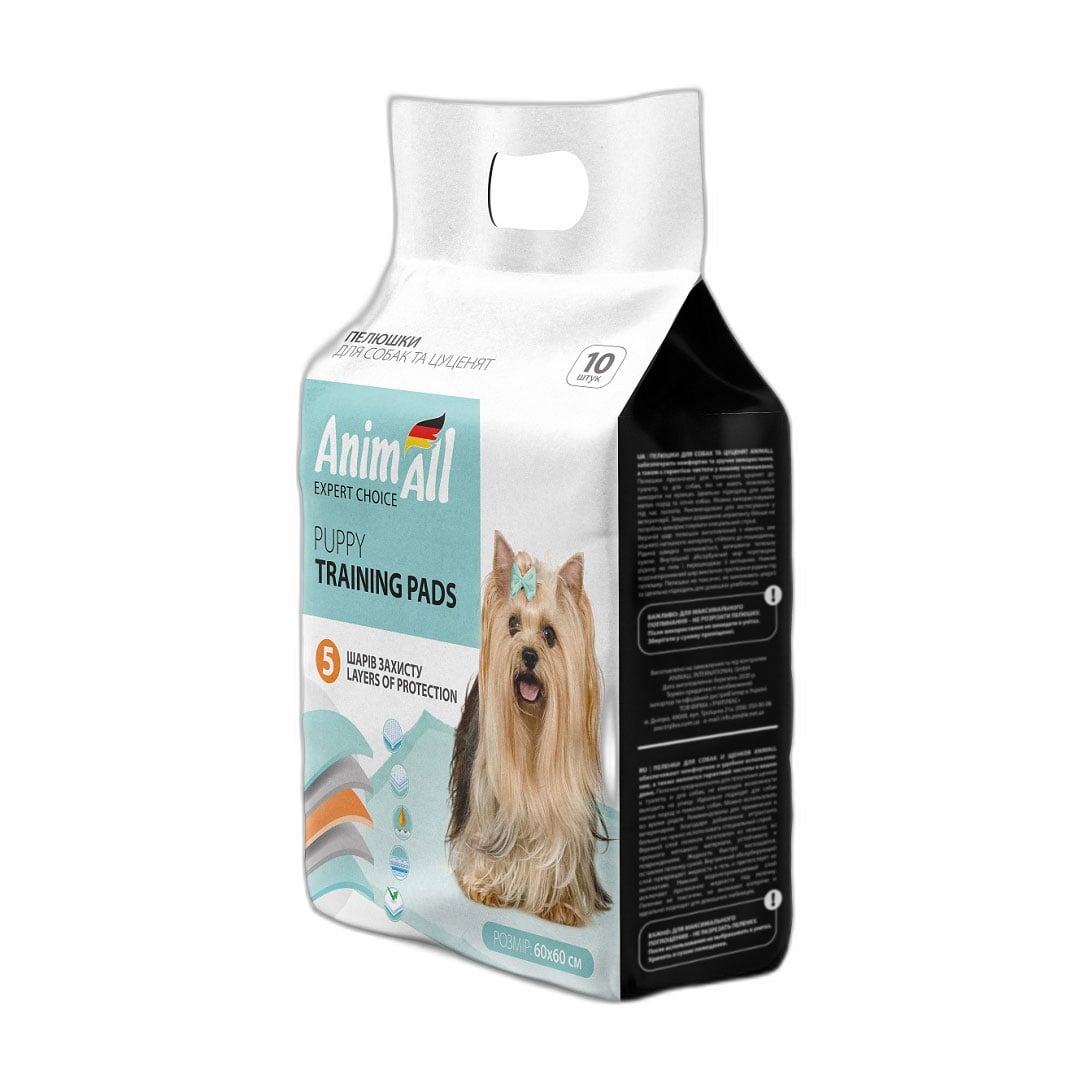Пелюшки для собак та цуценят AnimAll Puppy Training Pads 60*60 см, 10 шт