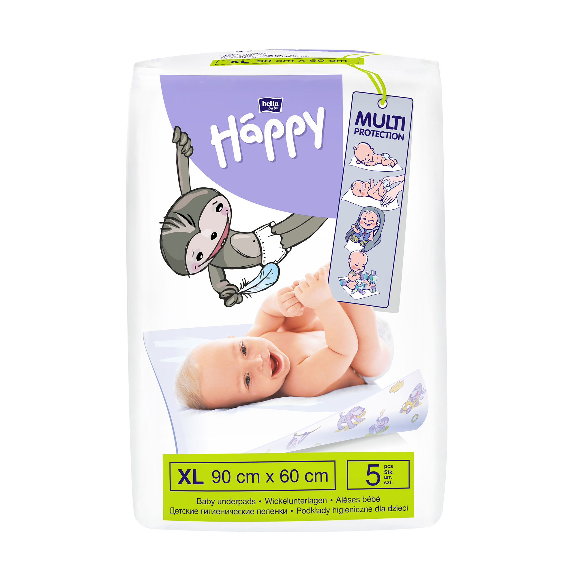 Пелюшки одноразові Happy Bella Baby 60*90 см, 5 шт