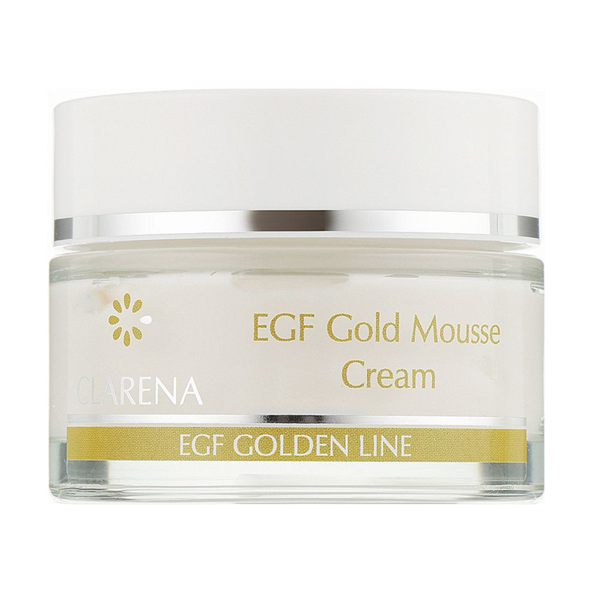 Пептидний крем-мус для обличчя Clarena EGF Golden Line EGF Gold Mousse Cream з колоїдним золотом та BIO-плацентою, 50 мл