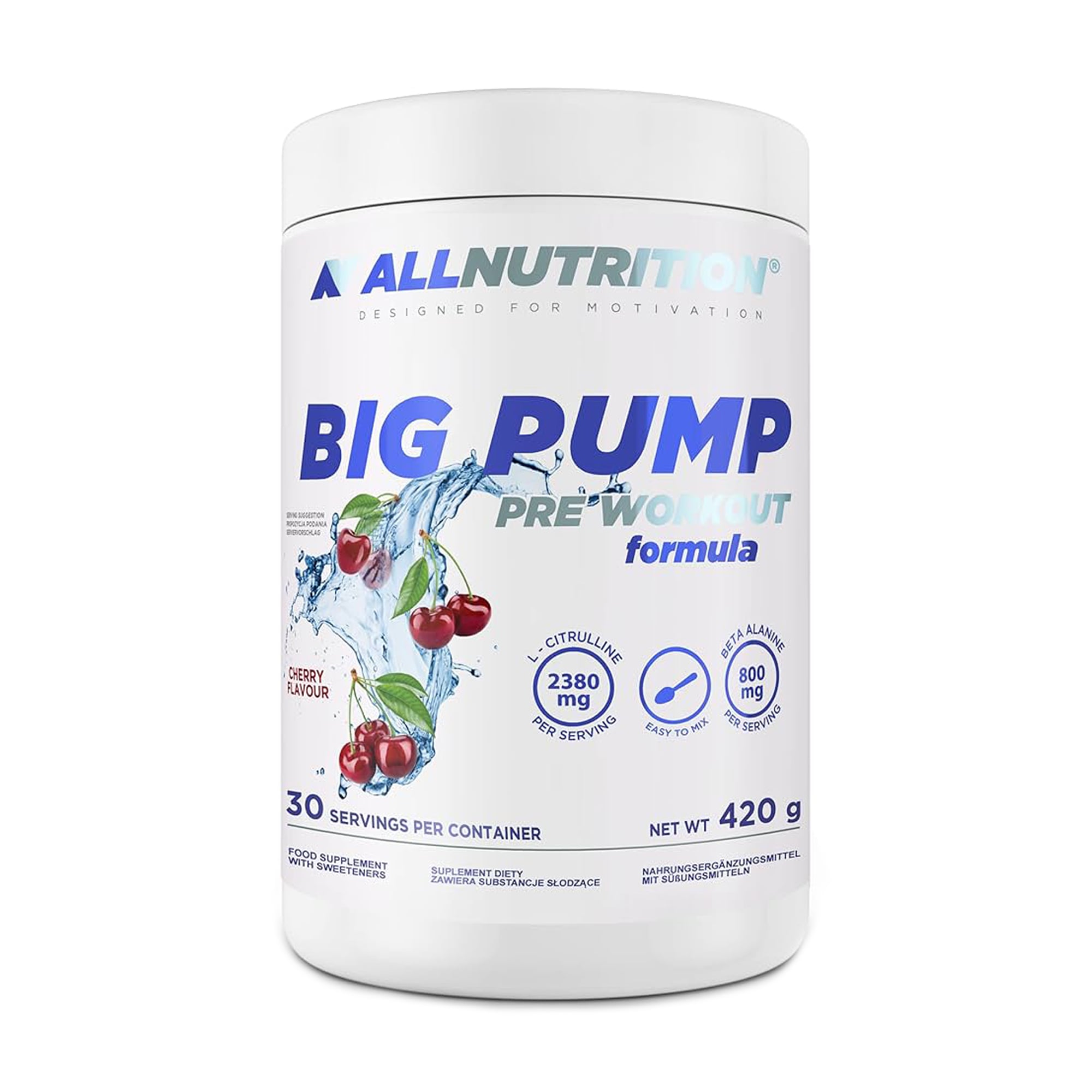 Передтренувальний комплекс AllNutrition Big Pump Pre Workout Cherry в порошку, 420 г