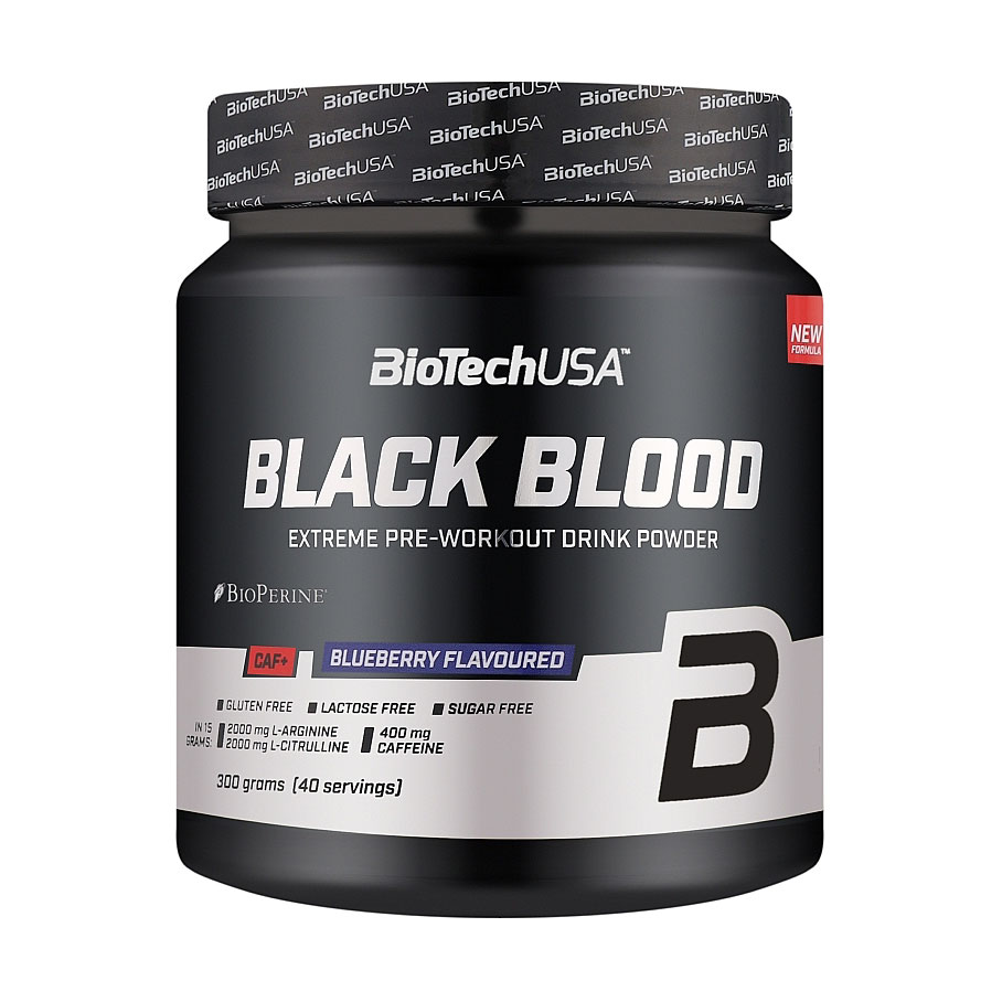 Передтренувальний комплекс BioTechUSA Black Blood CAF+ Чорниця, в порошку, 300 г