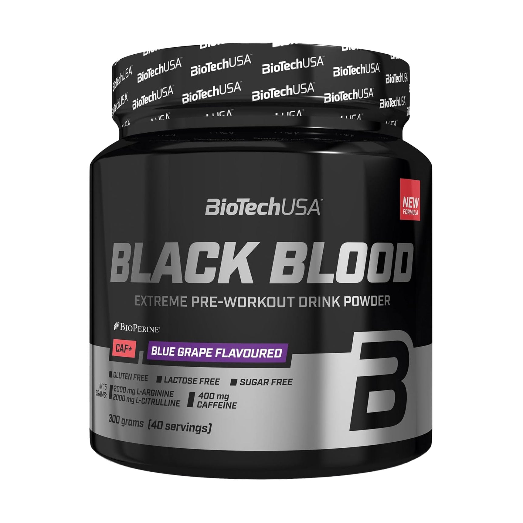 Передтренувальний комплекс BioTechUSA Black Blood CAF+ Синій виноград, в порошку, 300 г