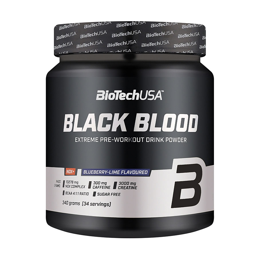 Передтренувальний комплекс BioTechUSA Black Blood NOX+ Чорниця та лайм, в порошку, 340 г