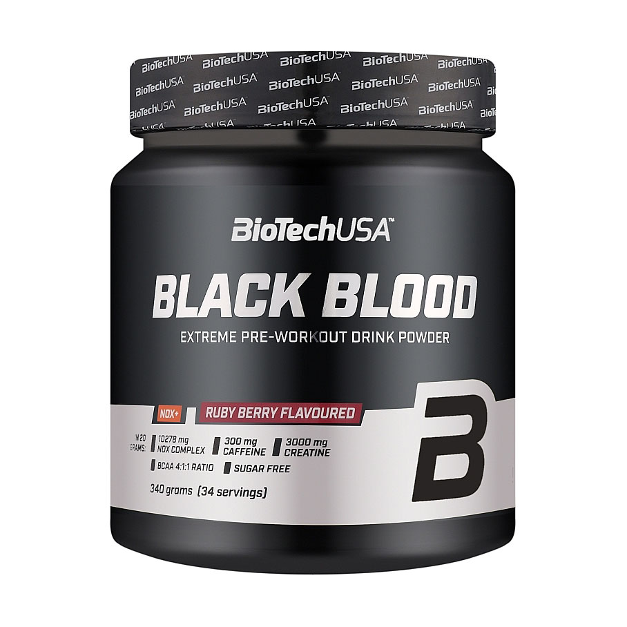 Передтренувальний комплекс BioTechUSA Black Blood NOX+ Червоні ягоди, в порошку, 340 г
