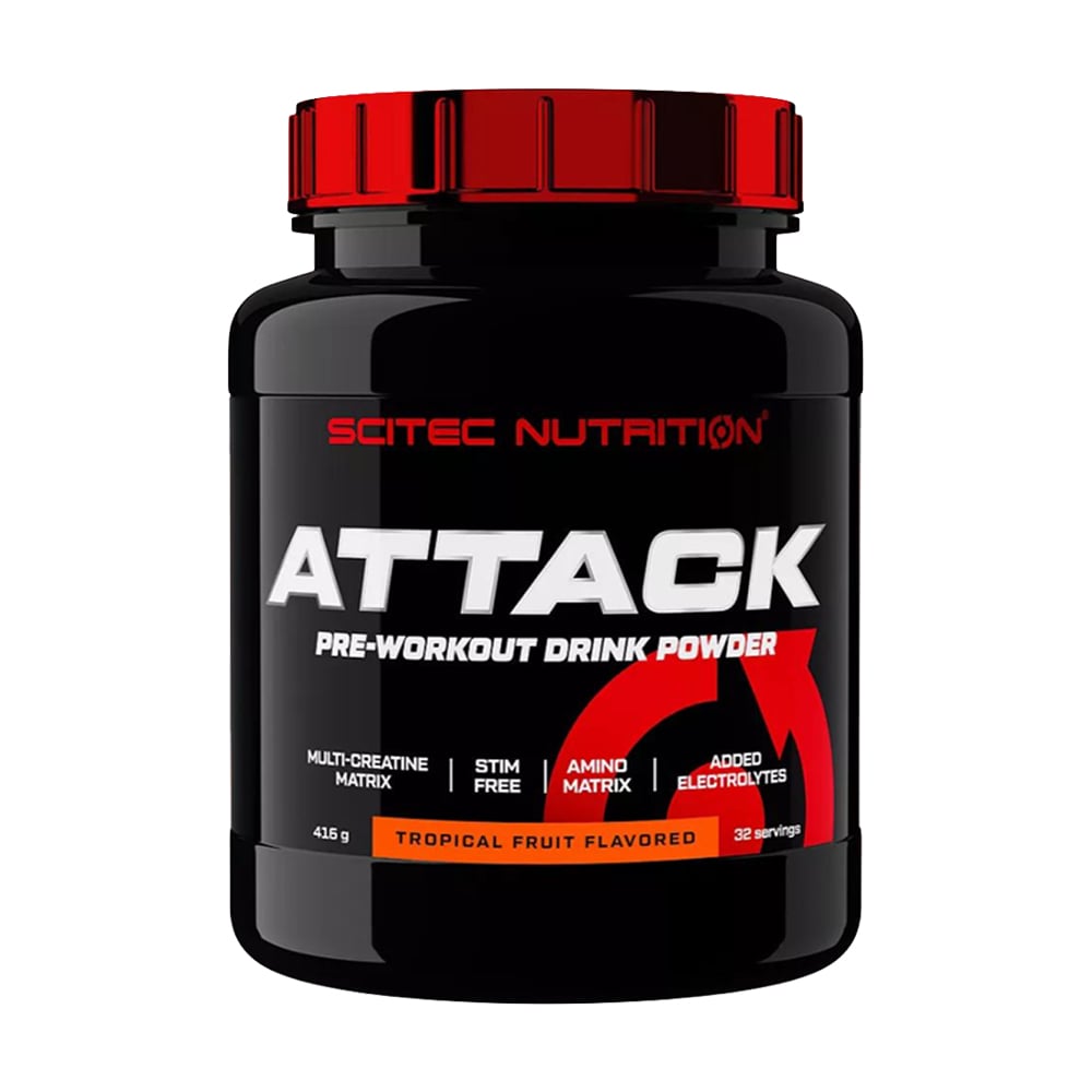 Передтренувальний комплекс Scitec Nutrition Attack Тропічні фрукти, в порошку, 416 г