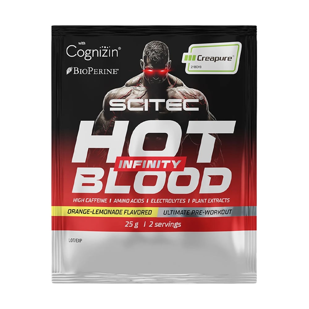 Передтренувальний комплекс Scitec Nutrition Hot Blood Infinity Апельсин-лимонад, в порошку, 25 г