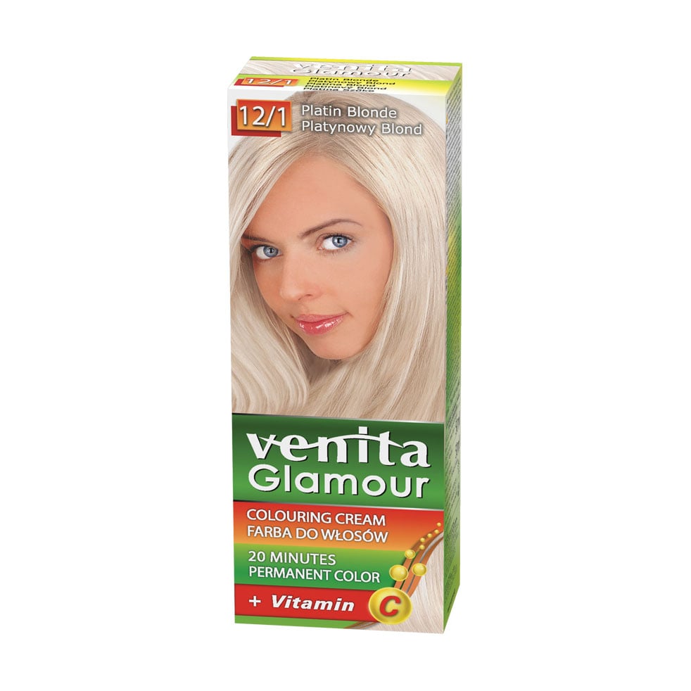 Перманентна крем-фарба для волосся Venita Glamour Colouring Cream 12/1 Platin Blonde, 100 мл