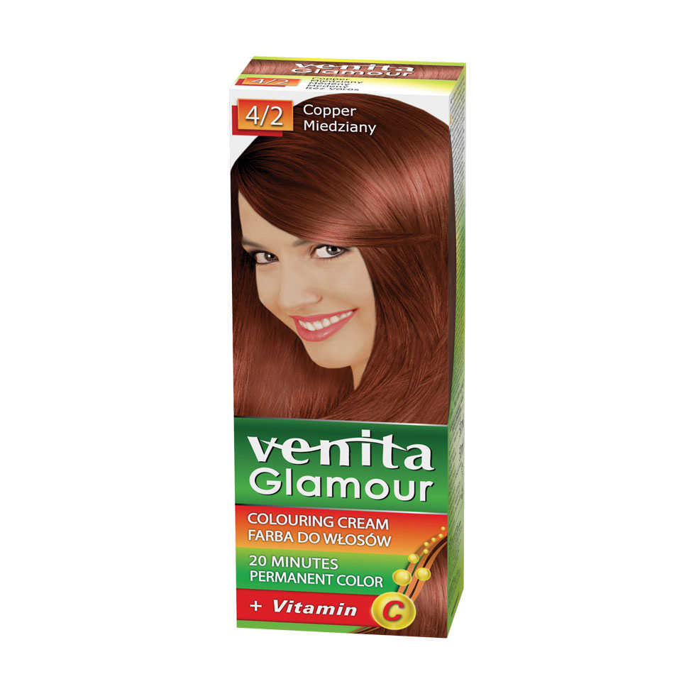 Перманентна крем-фарба для волосся Venita Glamour Colouring Cream 4/2 Copper, 100 мл