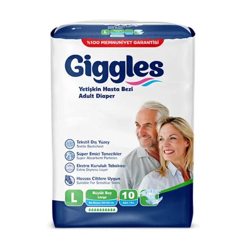 Підгузки для дорослих Giggles розмір L (100-150 см), 10 шт