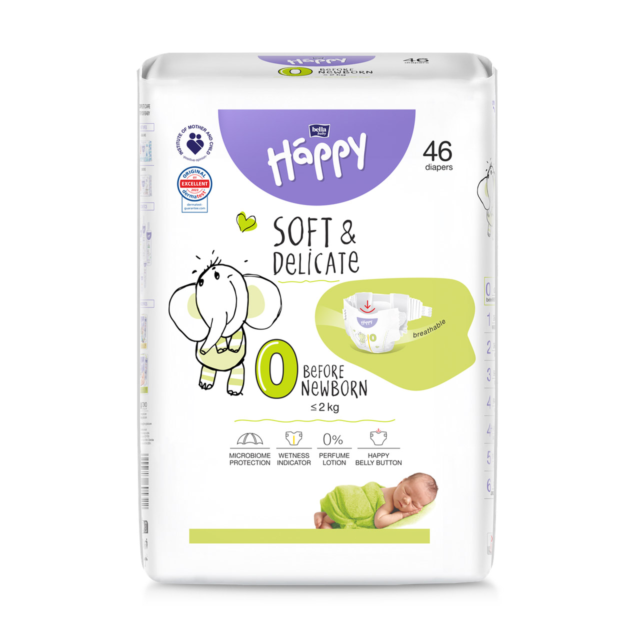 Підгузки дитячі одноразові Bella Baby Happy Before Newborn розмір 0 (0-2 кг), 46 шт