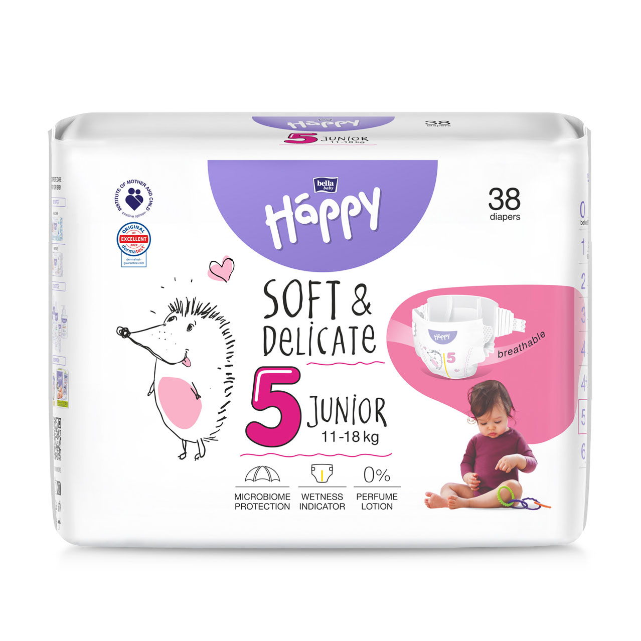 Підгузки дитячі одноразові Happy Bella Baby Junior вага 11-18 кг, 38 шт