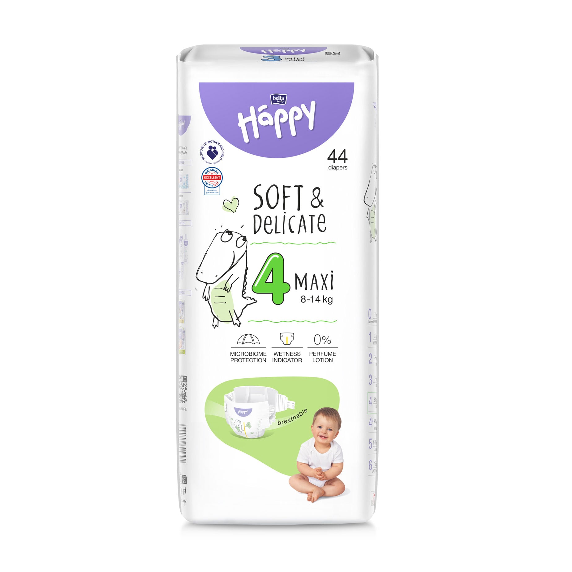 Підгузки дитячі одноразові Happy Bella Baby Maxi вага 8-14 кг, 44 шт