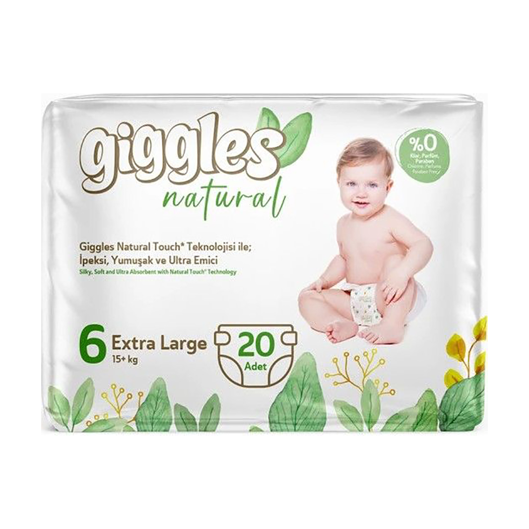 Підгузки Giggles Natural розмір 6 Extra Large (15+ кг), 20 шт