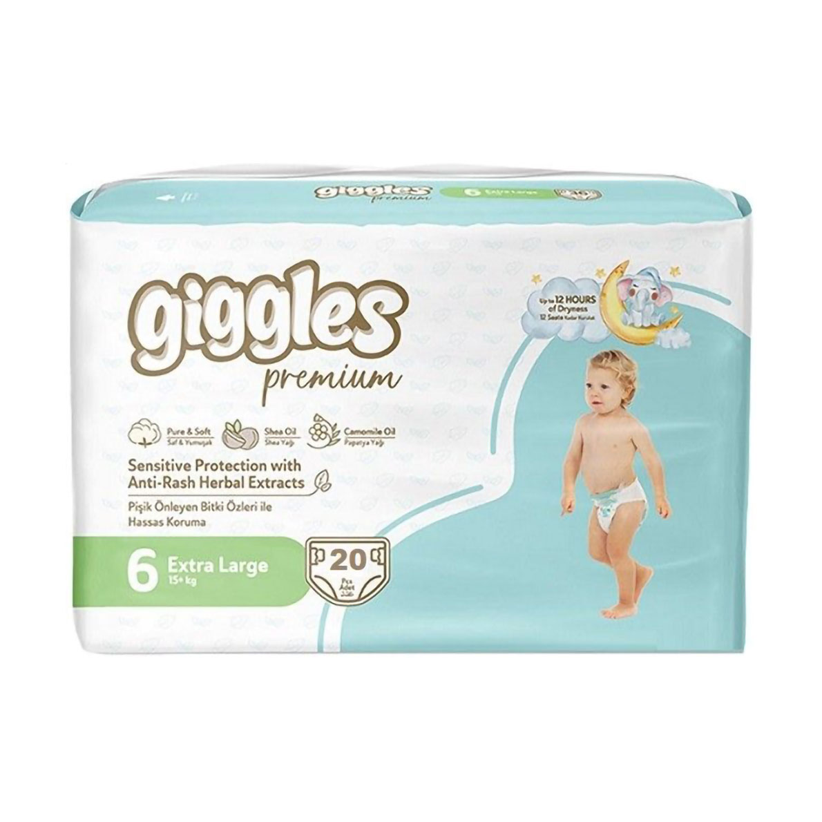 Підгузки Giggles Premium Extra Large розмір 6 (15+ кг), 20 шт