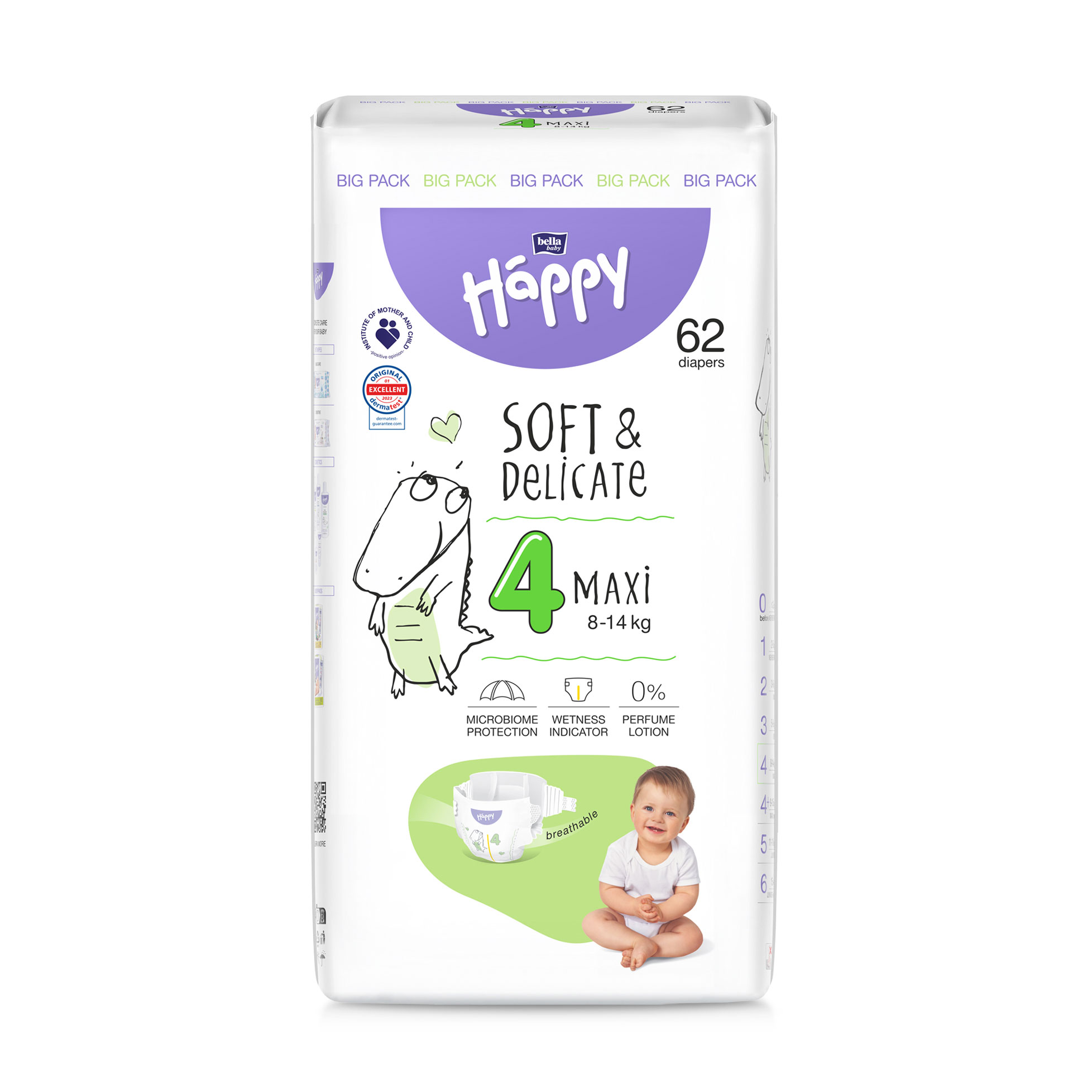 Підгузки Happy Bella Baby Maxi розмір 4 (8-18 кг), 62 шт