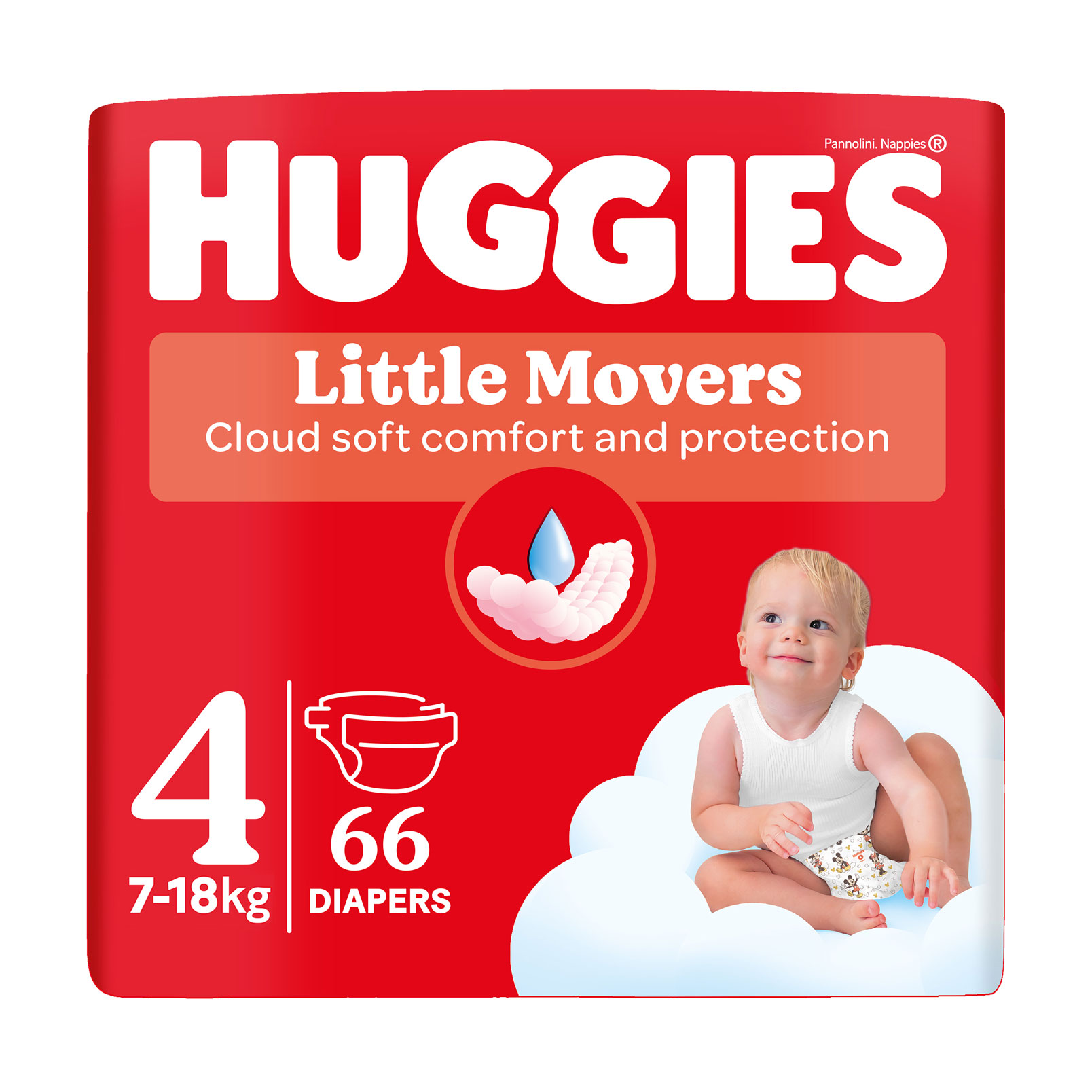 Підгузки Huggies Little Movers Mega розмір 4 (7-18 кг), 66 шт