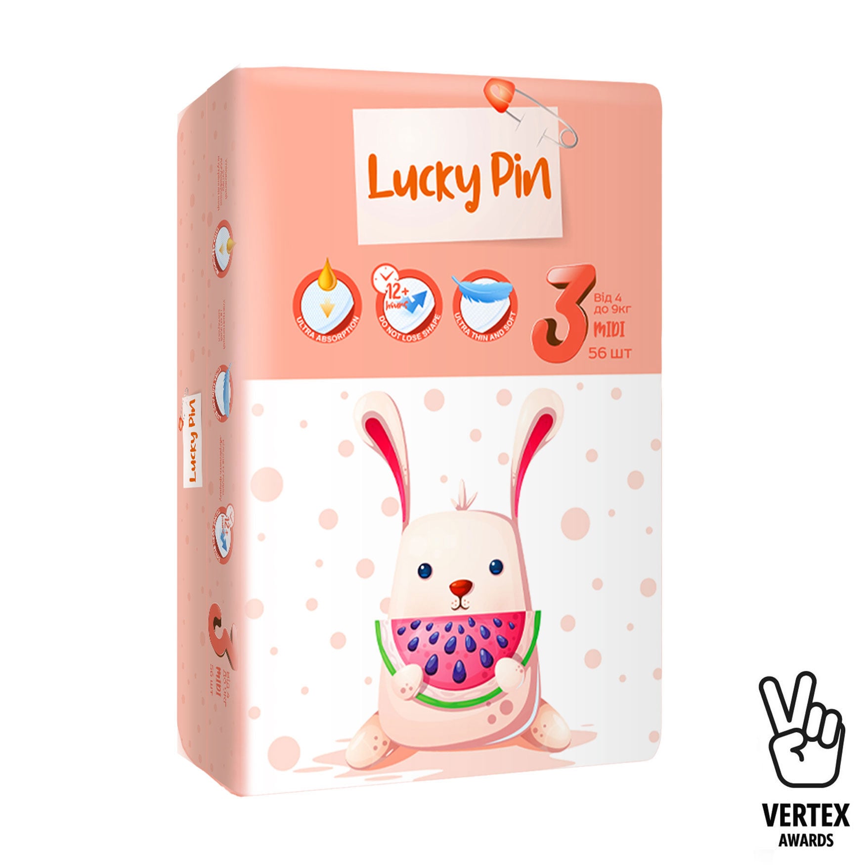 Підгузки LuckyPin розмір 3 (4-9 кг), 56 шт