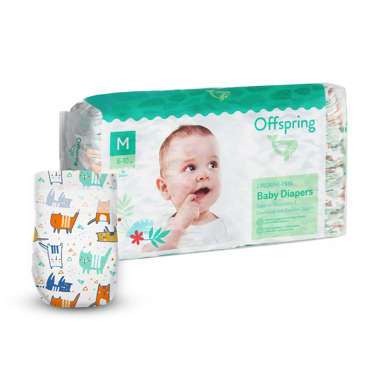 Підгузки Offspring Meow The Cat, розмір M (6-10 кг), 42 шт
