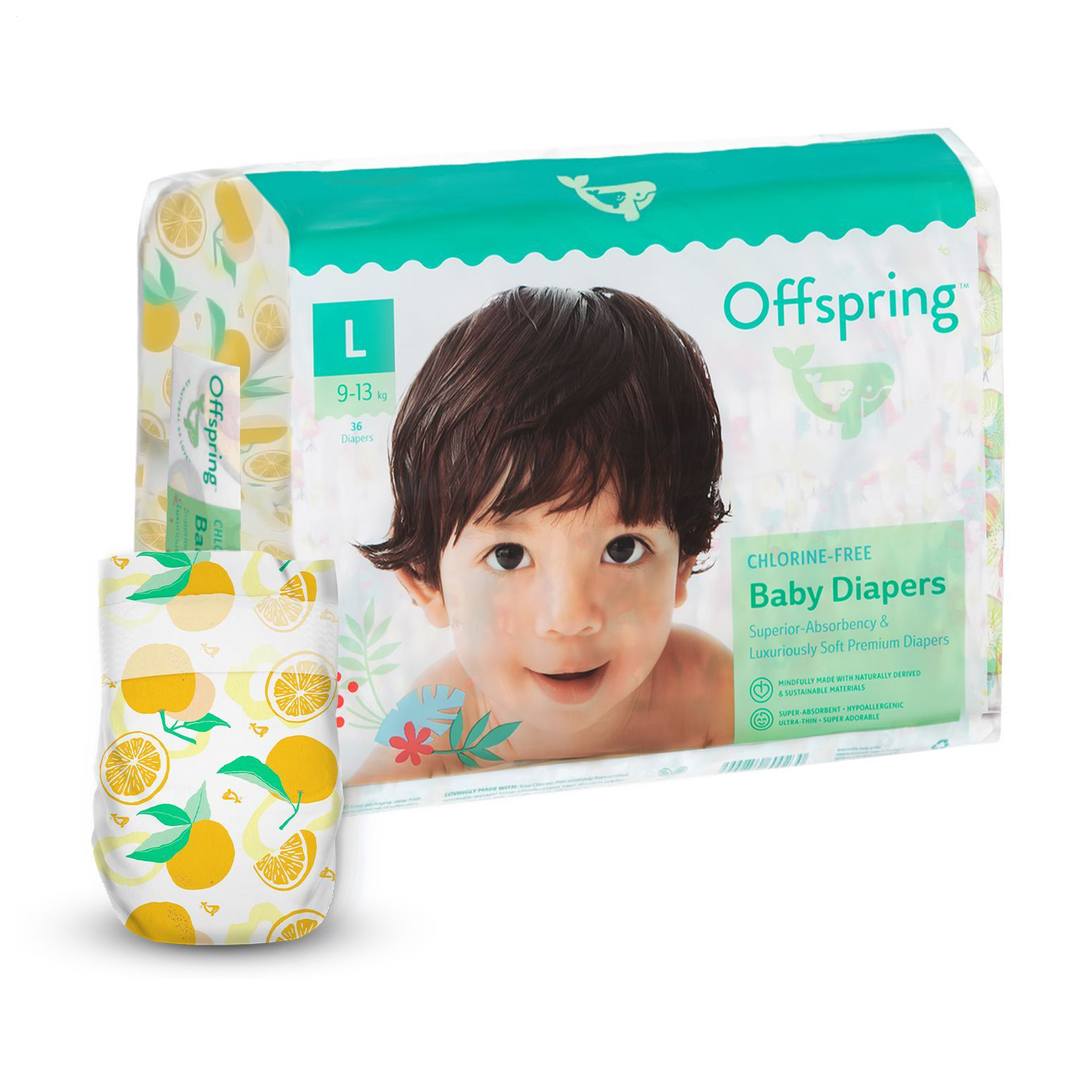 Підгузки Offspring Tangy Orange, розмір L (9-13 кг), 36 шт