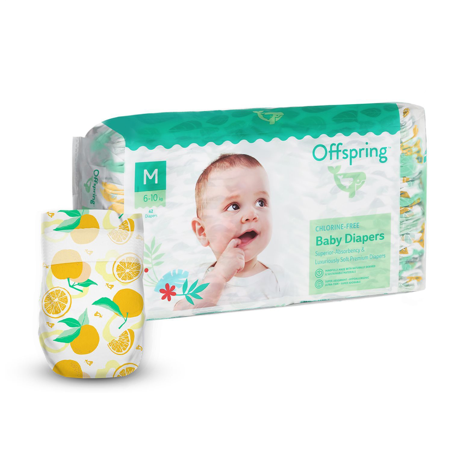 Підгузки Offspring Tangy Orange, розмір M (6-10 кг), 42 шт