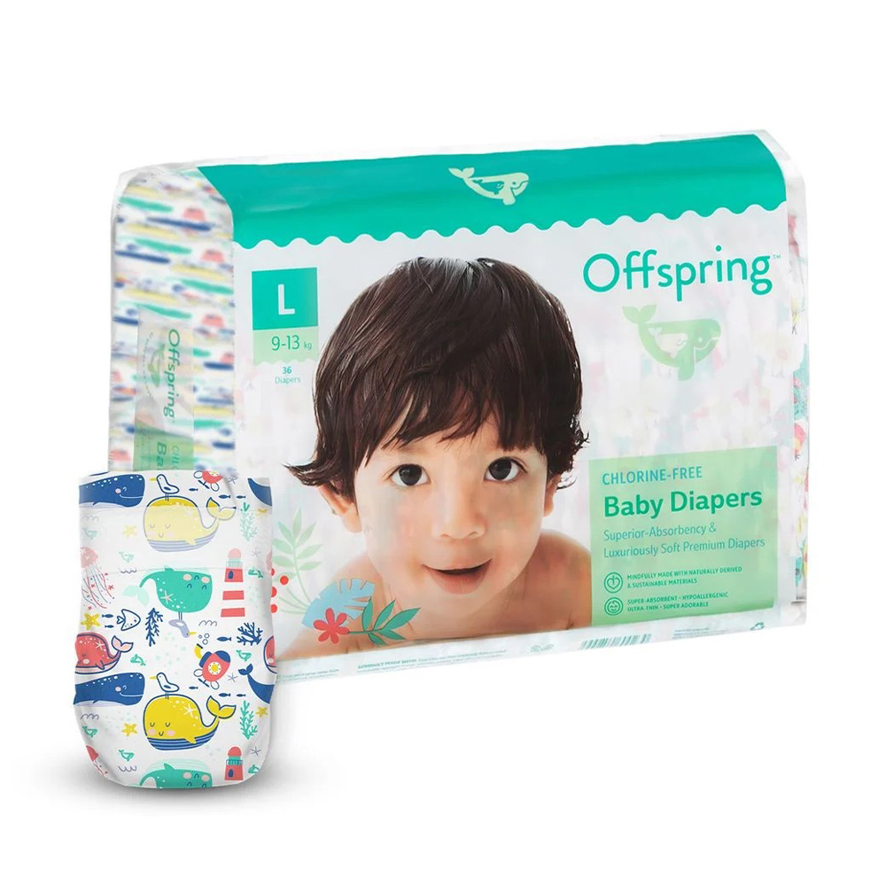 Підгузки Offspring Willy The Whale розмір L (9-13 кг), 36 шт