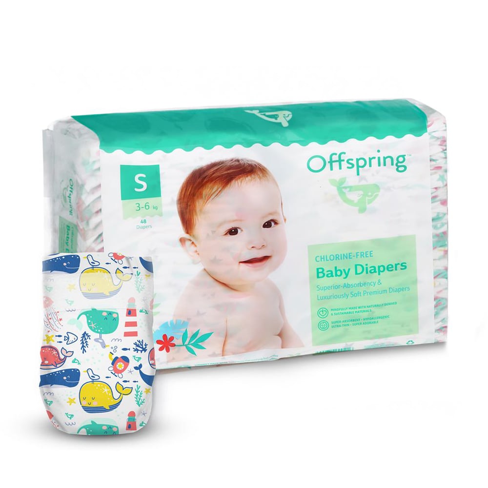 Підгузки Offspring Willy The Whale розмір S (3-6 кг), 48 шт