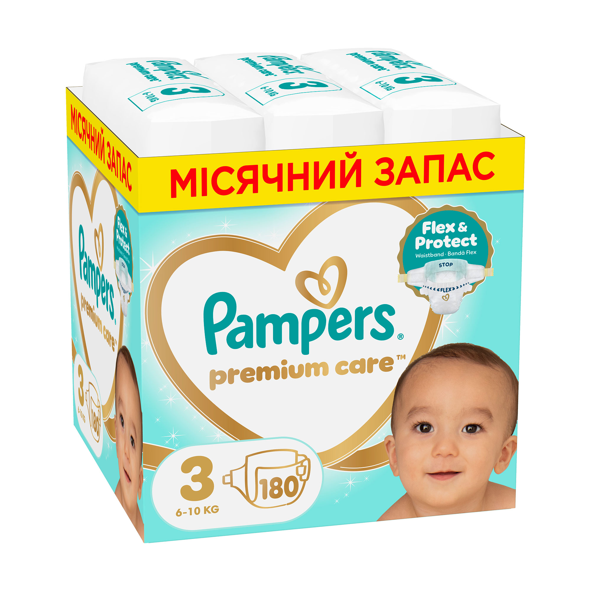 Підгузки Pampers Premium Care розмір 3 (6-10 кг), 180 шт